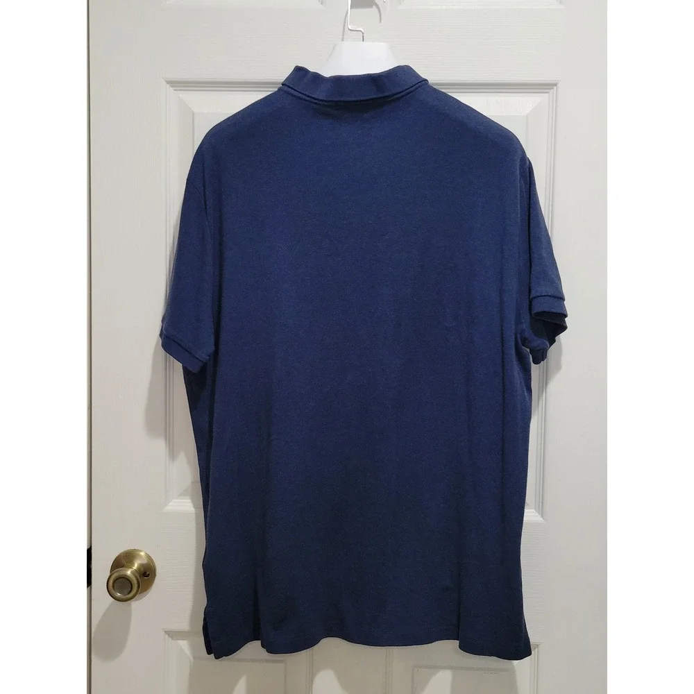 Polo Ralph Lauren Mens XL Navy Blue Custom Slim Fit Mesh Polo Shirt Short Sleeve